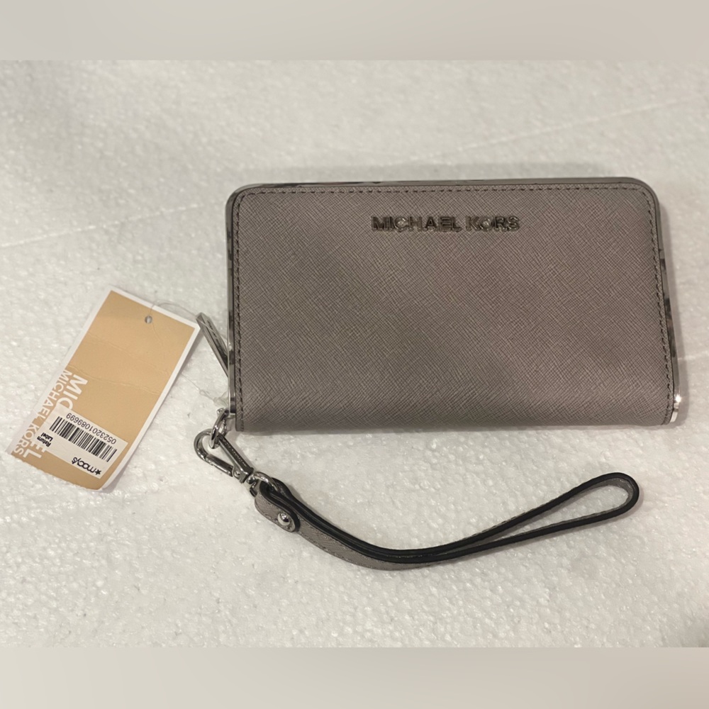 Michael Kors Silver Wristlet Wallet